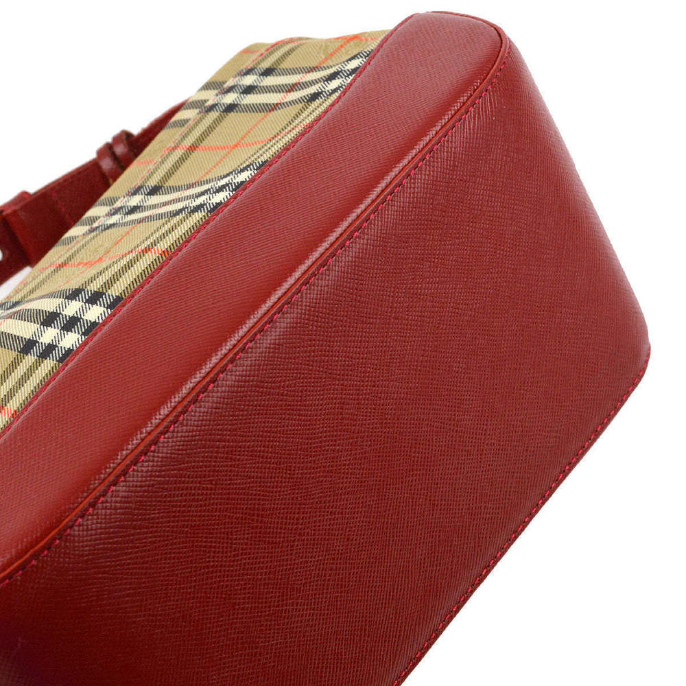 BURBERRY Red Beige House Check Handbag 172316 - Picture 5 of 10